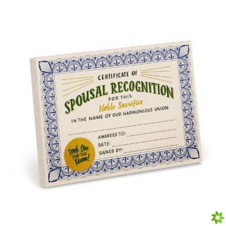 Em & Friends Spousal Recognition Certificate Notepads (New Version)