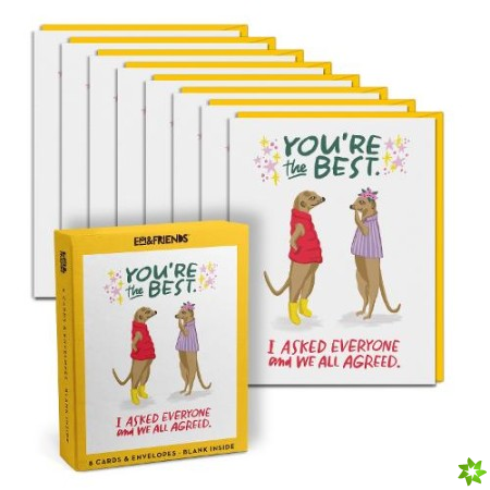 Em & Friends Youre the Best Boxed Greeting Cards, Box of 8 Single Encouragement Cards