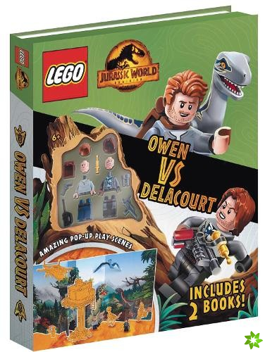 LEGO Jurassic World: Owen vs Delacourt (Includes Owen and Delacourt LEGO minifigures, pop-up play scenes and 2 books)