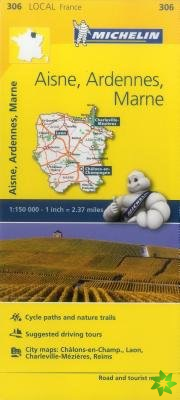 Aisne, Ardennes, Marne - Michelin Local Map 306