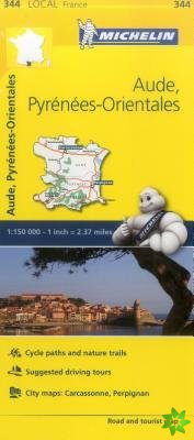 Aude, Pyrenees-Orientales - Michelin Local Map 344