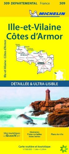 Cotes-d'Armor, Ille-et-Vilaine - Michelin Local Map 309