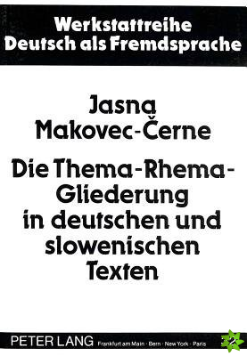 Die Thema-Rhema-Gliederung in deutschen und slowenischen Texten