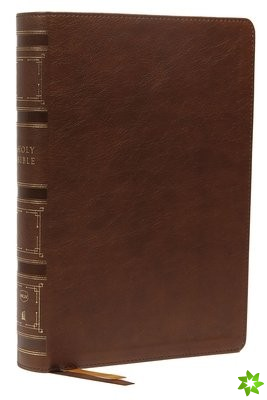 NKJV, Single-Column Wide-Margin Reference Bible, Leathersoft, Brown, Red Letter, Thumb Indexed, Comfort Print