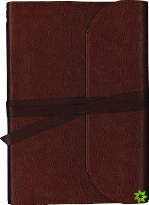 KJV, Journal the Word Bible, Large Print, Premium Leather, Brown, Red Letter