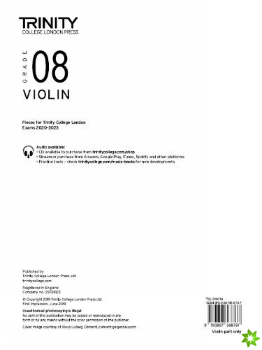 Trinity College London Violin Exam Pieces From 2020: Grade 8 (part only)
