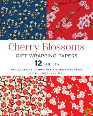 Cherry Blossoms Gift Wrapping Papers - 12 Sheets