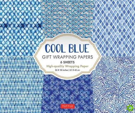 Cool Blue Gift Wrapping Papers - 6 sheets