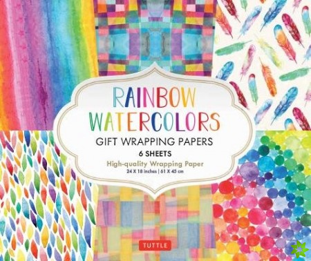 Rainbow Watercolors Gift Wrapping Papers - 6 sheets