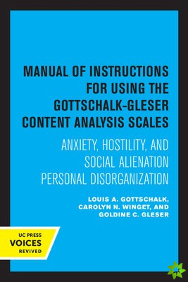 Manual of Instructions for Using the Gottschalk-Gleser Content Analysis Scales
