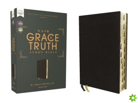 NASB, The Grace and Truth Study Bible (Trustworthy and Practical Insights), European Bonded Leather, Black, Red Letter, 1995 Text, Thumb Indexed, Comf