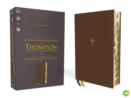 NASB, Thompson Chain-Reference Bible, Leathersoft, Brown, 1995 Text, Red Letter, Thumb Indexed, Comfort Print