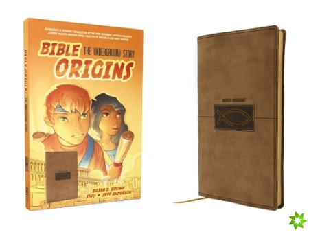 Bible Origins (Portions of the New Testament + Graphic Novel Origin Stories), Deluxe Edition, Leathersoft, Tan