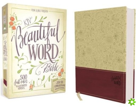 KJV, Beautiful Word Bible, Leathersoft, Tan/Pink, Red Letter Edition